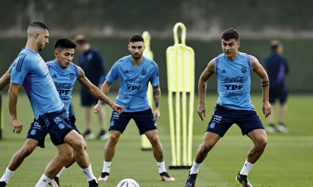 Jogadores da Argentina treinando Jogadores da Argentina treinando