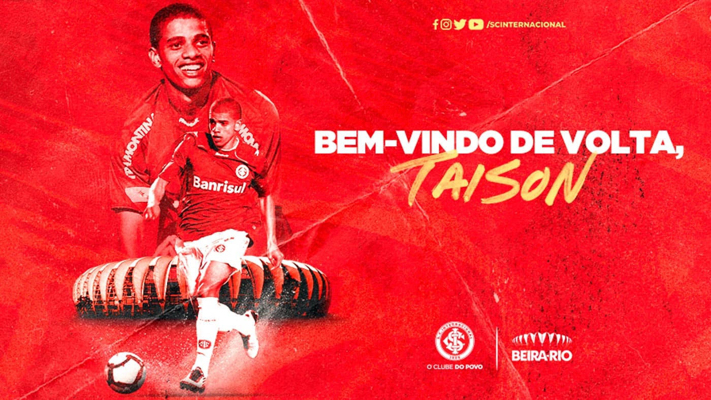 Inter anuncia a volta de um ídolo: Taison está de volta ao Beira-Rio