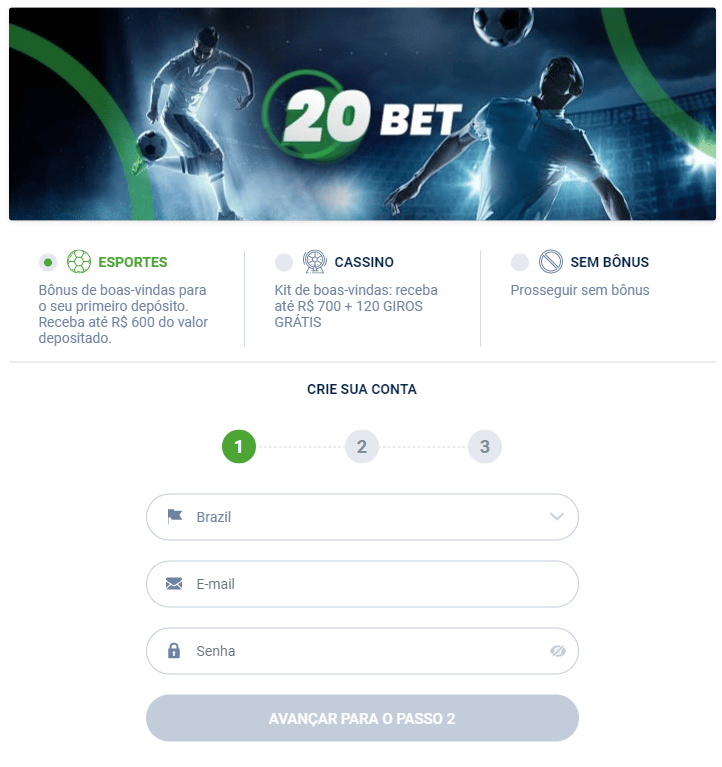 Passo a passo sobre como realizar o 20Bet Cadastro