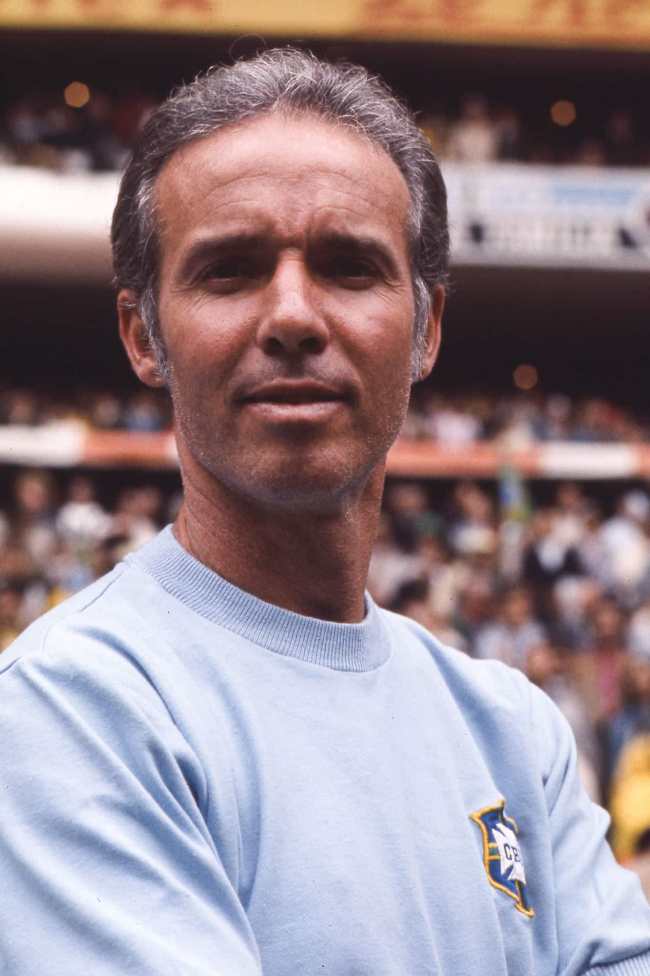 Mario Zagallo, técnico do Brasil em foto de 1970, ano da copa do mundo em que o Brasil foi Tricampeão.