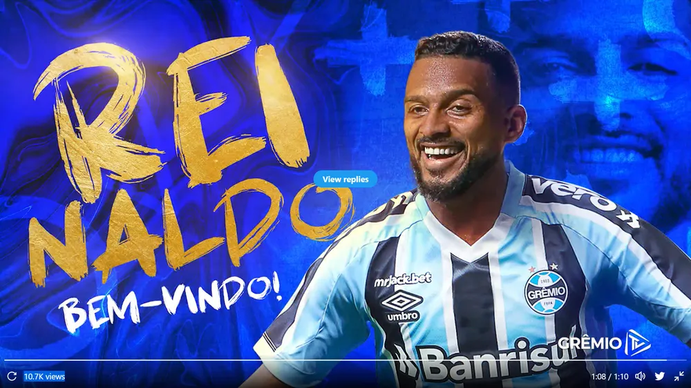Grêmio anuncia a contratação do lateral Reinaldo