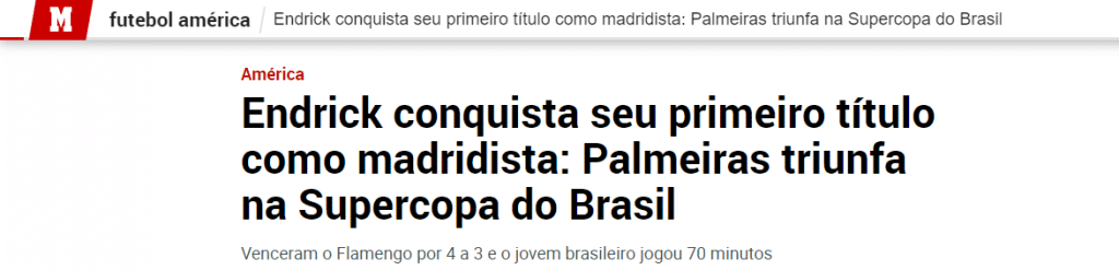 Imprensa internacional destaca a Supercopa do Brasil