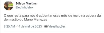 E AGORA? Situação de Mano Menezes vem à tona e preocupa torcida